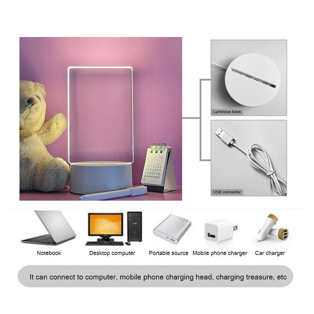 Kreatives LED-Nachtlicht mit USB-Nachrichtenboard