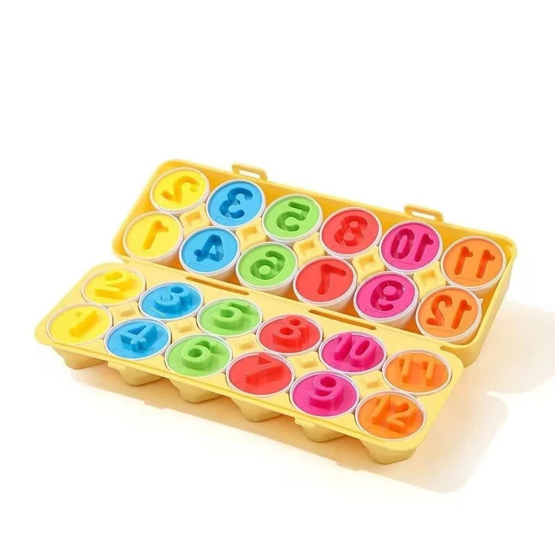 Dellyy Spiel-Eier Set – Montessori Lernspielzeug Für Farben & Formen | 12 Bunte Eier Zum Zusammenstecken | Geschenk Zu Ostern & Geburtstag