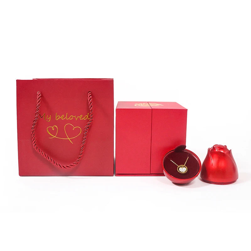 Ich liebe dich Halskette mit Rosen Geschenkbox